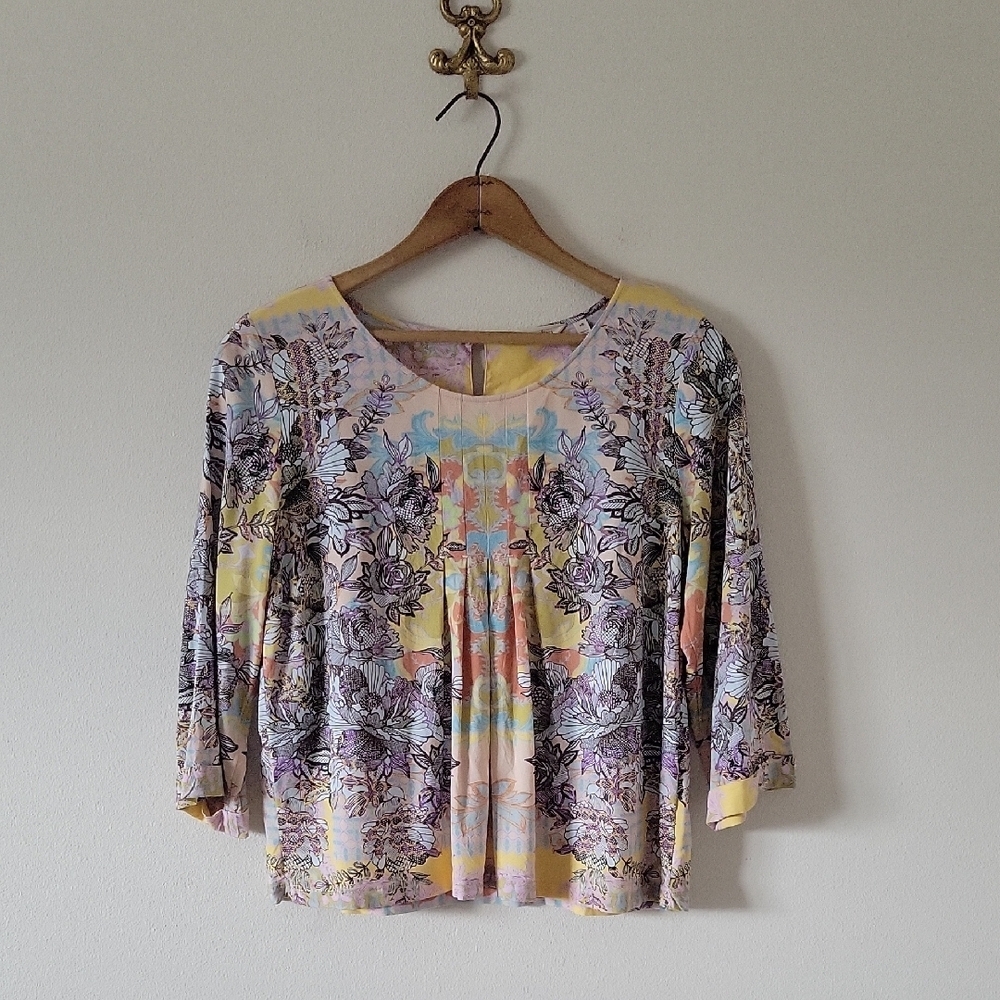 Soft‎ Surroundings Westo Top Yellow Pleated Blouse Size XS - ALTERED